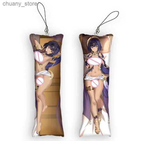 Keychains Lanyards 4x12cmcandace dakimakura mini keychain mignon anime genshin impact décor de la chaîne de clés Pendant otaku kawaii sac à dos casse-tête y240417