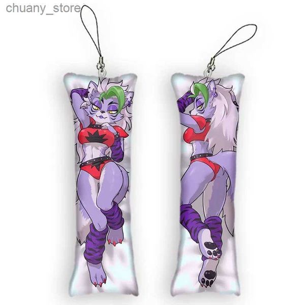 Keychains Lanyards 4x12cmdakimakura mini anime Roxanne Wolf (FNAF) PENDANT PENDANT ORNALEME PRINT DOUBLE SETTE SMAL SMETURE CORPS DÉCORAGE Y240417