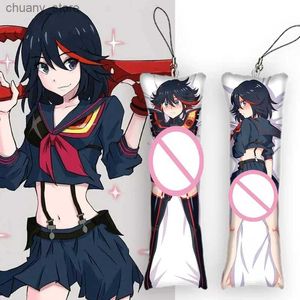 Keychains Lanyards 4x12cmkill la kill matoi ryuuko mini pendentif dakimakura keychain double face caricaturé anime body worers clés cadeaux mignons y240417