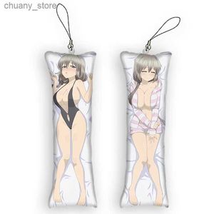 Keychains Lanyards 4x12cmuzaki-chan veut passer du temps!Tsuki Uzaki Keychain dakimakura mini pendentif anime 2 caricatures latérales mignons petits pendentifs y240417