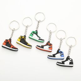 Keychains Lonyards 6 couleurs Designer mini silicone baskets hommes femmes enfants clés clés chaussures de cadeau de trousquette de casse de main de la chaîne de basket-ball de basket-ball