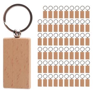 Porte-clés longes 60 pièces, rectangle vierge, porte-clés en bois, bricolage, porte-clés en bois, étiquettes pouvant graver des cadeaux de bricolage, 231027