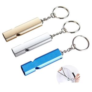 Porte-clés Longes 7 Couleurs Sifflet En Métal Porte-clés Pendentif En Alliage D'aluminium Double Trou Survie Porte-clés Outil D'urgence En Plein Air Dr Dh9Yz