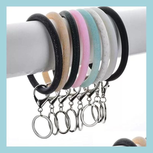 Llaveros Cordones 8 colores Pulseras Sile Llavero Ecológico Pulseras de puntos Prevención de robo de movimiento Brazaletes reutilizables Sujetador inteligente Dhrcx