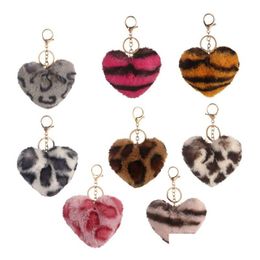 Keychains lanyards 8pcs/set luipard pluche sleutelhanger hanger mode hartvormige sleutelhange keten lage decoratie sleutelhanging voortreffelijk diy gi dheec