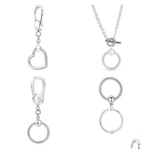 Porte-clés Longes 925 Sterling Sier Mode Européen Rond Porte-clés Pendentif Original Femme Diy Pandora Exquis Collier Hangin Dhclk