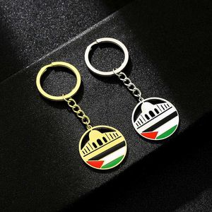 Keychains Lanyards Al Aqsa Moskee Palestijnse vlag Roestvrij staal Keychain Etnische stijl Heren Gift Keychain Accessoires Keyring Jewelry Y240510