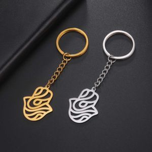 Keychains Lanyards Amaxer Palm Pendant Key Chain for Women Men Men Sweetlese Steel Keychain Ring Jewelry Friend Gift Wholesale Y240510