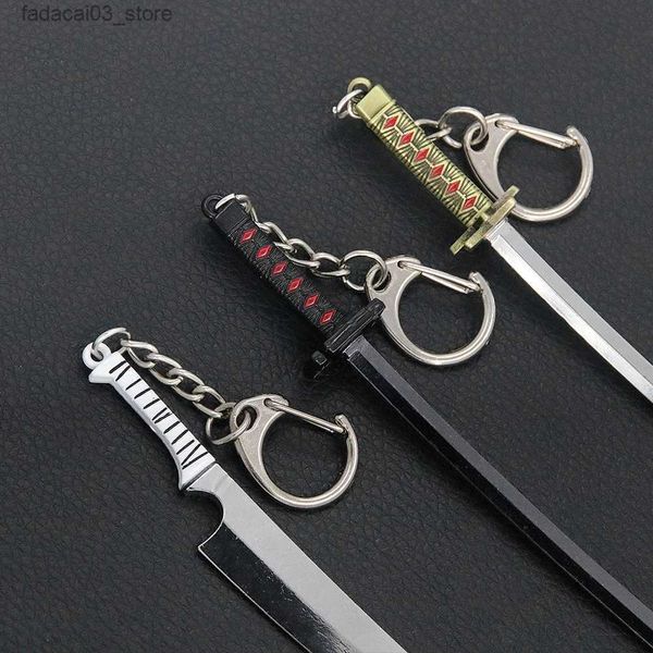 Porte-clés longes Anime Bleach Kurosaki Ichigo Zangetsu épée porte-clés Tensa Zangetsu Zanpakuto arme pendentif porte-clés pour hommes voiture porte-clés cadeau Q240201