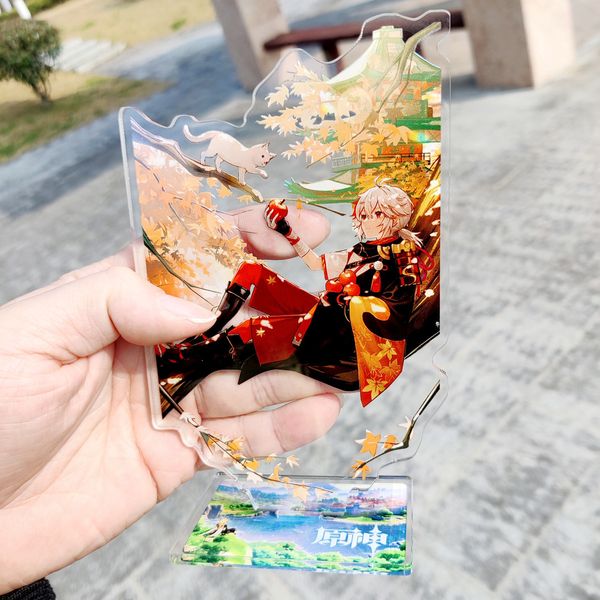 Porte-clés Longes Anime Jeu Genshin Impack Xiao Hutao Zhongli Otto Figurines Accessoires Acrylique Support Support Décoration De Table Ami Cadeaux 230508