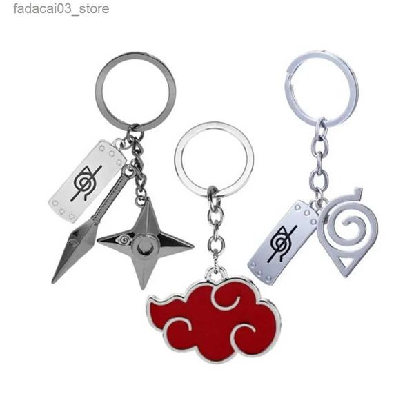 Llaveros Lanyards Anime Naruto Red Cloud Llavero Ninja Kunai Arma Modle Llavero Colgante Llavero Goth Moda para fanáticos Mujeres Hombres Joyería Regalo Q240201