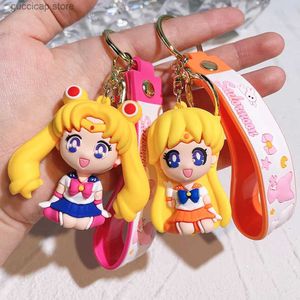 Porte-clés Longes Anime Sailor Moon Porte-clés Mignon Figure Poupée Couple Sac Pendentif Porte-clés Voiture Porte-clés Accessoires Jouet Cadeau pour Hommes Femmes Amis Y240318