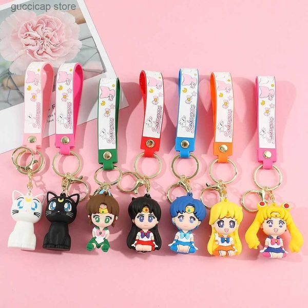 Porte-clés Longes Anime Sailor Moon Porte-clés Mignon Figure Poupée Couple Sac Pendentif Porte-clés Voiture Porte-clés Accessoires Jouet Cadeau pour Hommes Femmes Amis
