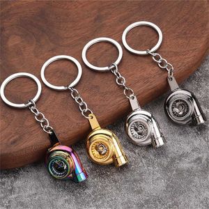 Keychains lanyards Automotive Turbocoarger Keychain Metal Automotive Rotary Turbine Keyring Automotive Interieuraccessoires Q240521