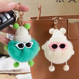 Porte-clés Longes Sacs charmante petite boule de charbon Rex boule de fourrure de lapin voiture porte-clés anneau accessoires mignon dessin animé moche mignon elfe peluche poupée sac pendentif poupée comme cadeau