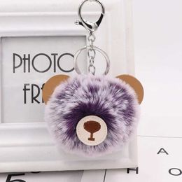 Keychains Lanyards Bear Hair Balldelicate mignon Nouveauté Car Keychain Jewelry Sac Accessoires Charme en cuir ours Key Ring Hateder Keyfob Jewelry