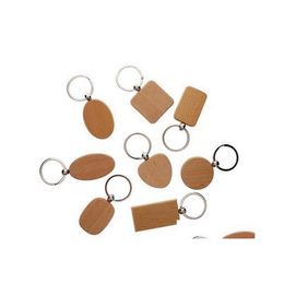 Keychains Lanyards Beech Wood Keychain Pendant Bank Carving Diy Lage Decoratie Key Ring Buckle Creative For Promotion Wholesale D OTY3X