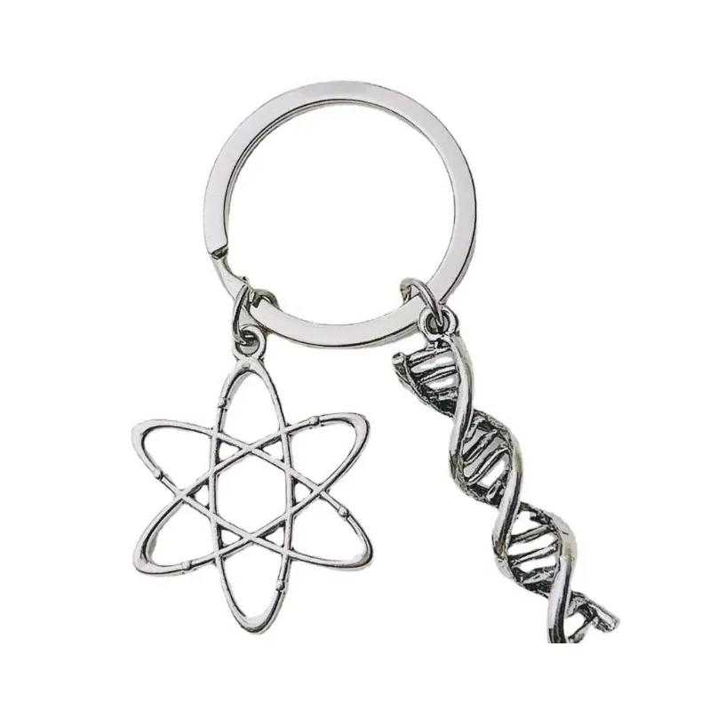 Keychains Lanyards Biology Chemistry Keychain Unique Molece Keyring Accessory for Science Lovers F19d Drop Livrot Accessoire DHMFH
