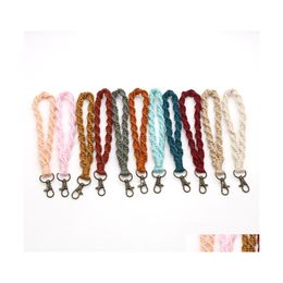 Keychains lanyards boho handgemaakte geweven charm ontwerper tas accessoires sleutelring ring keten kleine sleutelhanger druppel levering mode otv3n