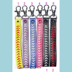 Llaveros Lanyards Pulsera Nueva fábrica Llavero de béisbol Fastpitch Softbol Accesorios Entrega de gota Moda Dh57A