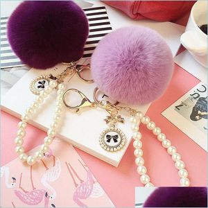 Keychains lanyards Helder poeder POOL BALL PEARL Keychain Hanger Gifts For Women Accessoires Candy Color Gold -pailletten Keyringen 8 C DHIQT