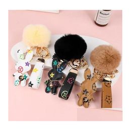 Kelechains Lanyards Bunny Design Clé Chains Anneau Pompom Ball BAL BAG PENDANT CHARDE COURTU