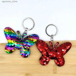 Llaveros Cordones Dibujos animados Animal Lentejuelas Llaveros Glitter Flip Butterfly Colgante con llavero para mujeres Niñas Bolsa Monedero Charm Regalo R231201