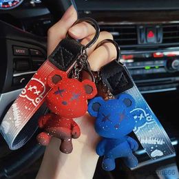 Keychains Lanyards Cartoon Bear Key Chain Chameleon Resin Resin Keychain Tapebing Fashion Doll Doll Sac Pendant