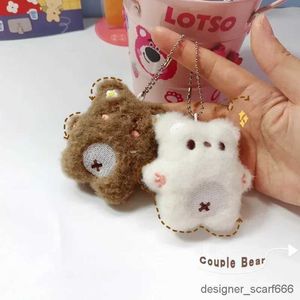 Keychains Lanyards Cartoon Bear Squeak Keychain Pendse Lindo Plush Doll Toy Kaii Bolsa de peluche suave decoraciones para pareja de amigos NUEVO