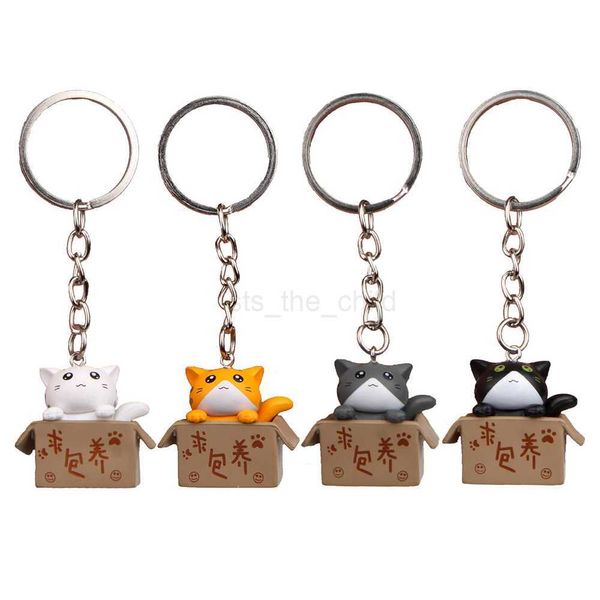 Keychains Lanyards Cartoon Lindo Cat de gato Box Creative Key Ring Key Key Soportes Mujeres Pendientes Kawaii Accesorios de llave