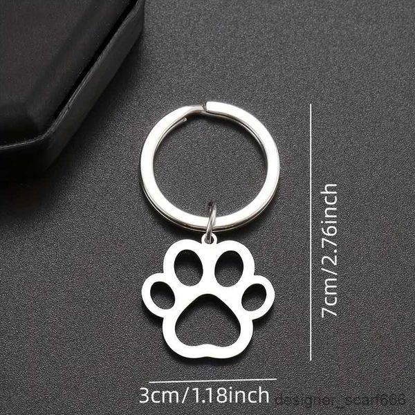 Keychains Lanyards Cartoon Dog P Keychain Silver Color Couleur en acier inoxydable PET TOR PENDANT POUR MEN COUPLE SAG ORNAMIN