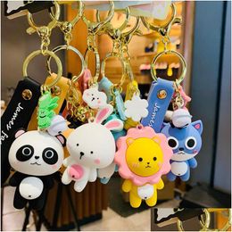 Keychains Lanyards Cartoon Fashion Keychain Key Buckle Man Femme Loves Car Purse Sacs Handmade PVC James Family Doll Pendant Accesdants Dheiq