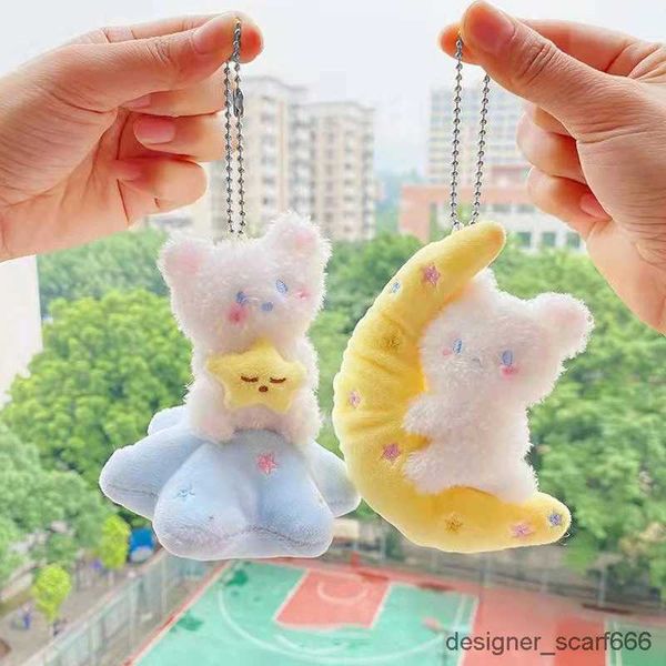 Keychains Lanyards Cartoon Harajuku Space Series Star Moon Bear Fehip Toy Reycring Bags para pareja Lindo llavero