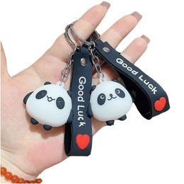 Porte-clés longes dessin animé Panda caoutchouc souple poignet porte-clés poupée pendentif accessoires de mode porte-clés porte-clés livraison directe Dhrvs