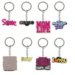 Keychains Lanyards Cartoon texte Keychain Cool for Backpacks Key Chain Party Favors Gift Kid Boy Girl Keyring Scolarbag approprié Mini Otzme
