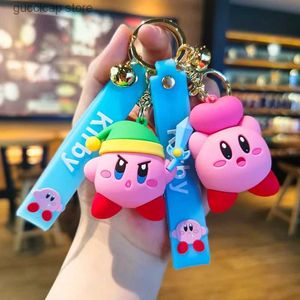 Sleutelhangers Lanyards Cartoon Waddle Dee Doo Game Sweet Pink Kirby Anime Hanger Kabi Keychian Kinderen Verjaardagscadeaus Vrouwen Autotas Sleutel Chian Meisjes Y240316