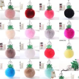 Porte-clés Longes Charmes Arbre De Noël Ananas Sier Porte-clés Boule De Fausse Fourrure Pompon Décoratif Voiture Porte-clés Chaînes Drop Dhgarden Dhuv3