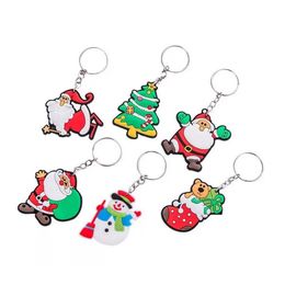 Keychains Lanyards Kerst hanger Creative Cartoon Santa Claus Sneeuwman Keyring Lage Decoratie Key Chain Gift Drop levering FAS DHGM3