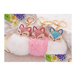 Porte-clés Longes Chuzzle Alliage Porte-clés Diamètre Environ 8 cm Tête Lapin Cheveux Filles Sac Pendentif Voiture Creative Drop Livraison Fashio Dhbgz