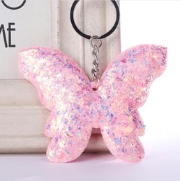 Porte-clés longes Colorf mignon papillon paillettes paillettes porte-clés pour femmes filles forme animale sac à main pendentif bijoux accessoire Dhady