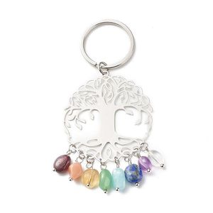 Porte-clés Longes Colorf Gem Porte-clés Pendentif Pierre De Cristal Naturel Porte-clés Accessoires De Mode Porte-clés Drop Delivery Dh0Rm