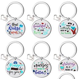 Porte-clés Longes Colorf Infirmière Jour Porte-clés En Acier Inoxydable Pendentif Cadeau Créatif Porte-clés Drop Delivery Accessoires De Mode Dhrlg