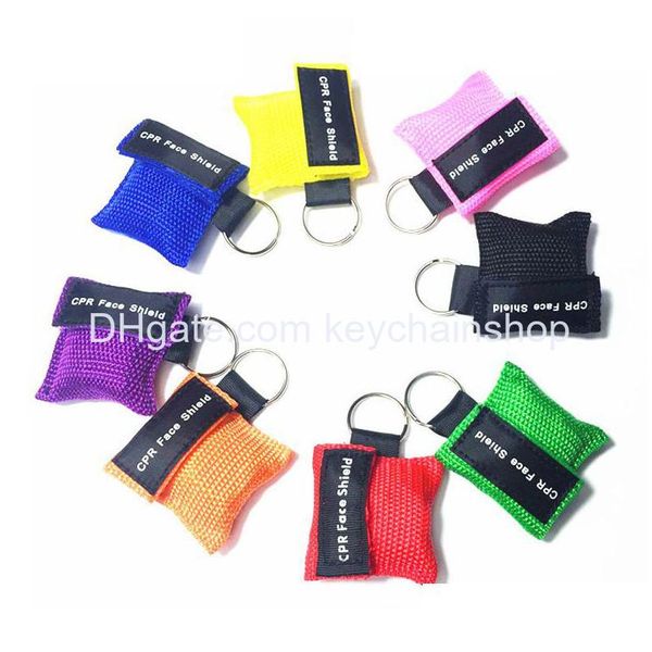 Porte-clés Lanyards Cpr Resuscitator Mask Keychain Emergency Face Shield First Help For Health Care Tools 8 Couleurs Drop Delivery Fa Dhhca