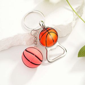 Keychains Lanyards Creative bierflesopener Alloy Keychain Time Glass Basketball voetbal Rugby Tennis Keyring Driver