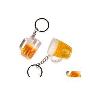 Keychains Lanyards Creative Beer Mok Keychain hanger simatietumblers rechte beker lage decoratie gepersonaliseerde cadeau sleutelring dr. Otauo