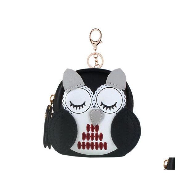 Porte-clés Longes Creative Mignon Hibou Petit Sac Porte-clés Femmes Pu Cuir Porte-Monnaie De Mode Jelly Sac À Main Filles Titulaire De La Carte Pour K Otm68