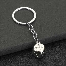 Keychains Lanyards Creative Dice Key Chain Personality Square Pendant Keyfob Geometry Model Men Femmes Bags Key Holder Cadeaux Accessoires