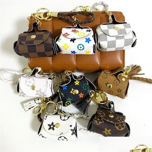 Llaveros Cordones Llavero creativo Cuero Mini Monedero Adornos Moda Coche Llavero Amantes Bolsa Colgante decorativo Venta al por mayor Drop Ot3Qu