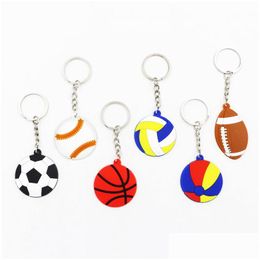 Keychains lanyards creatieve sleutelhanger hanger voetbal honkbal basketbal volleybal strand bal rugby sleutelhanger pvc sleutelhanging kleine dhtln