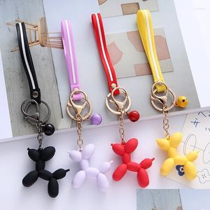 Sleutelhangers Lanyards Creatieve Koreaanse Leuke Ballon Puppy Sleutelhanger Voor Vrouwen Zoete Kleur Mode Tas Autosleutel Sieraden Hanger Gift Who Dhilj